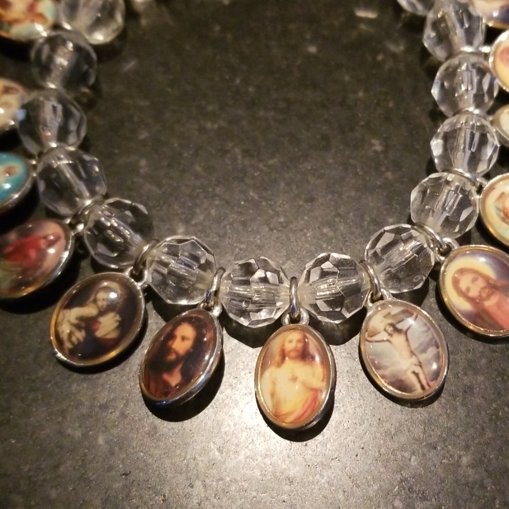 Crystal faith charm stretch bracelet.